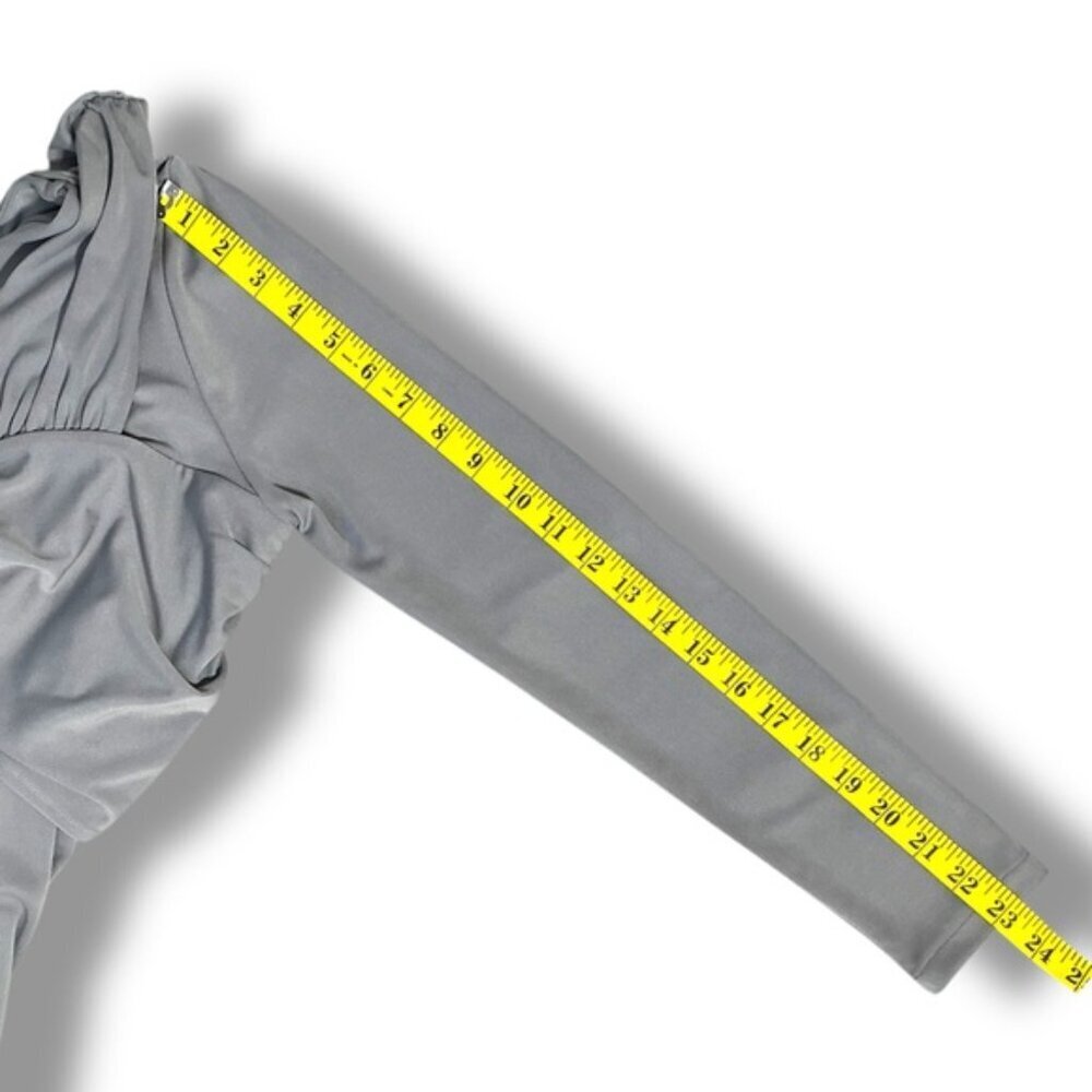 Ann Taylor Top Draped Cross Over Ruched Sleek Stretchy Gray Women's Medium - Picture 8 of 16